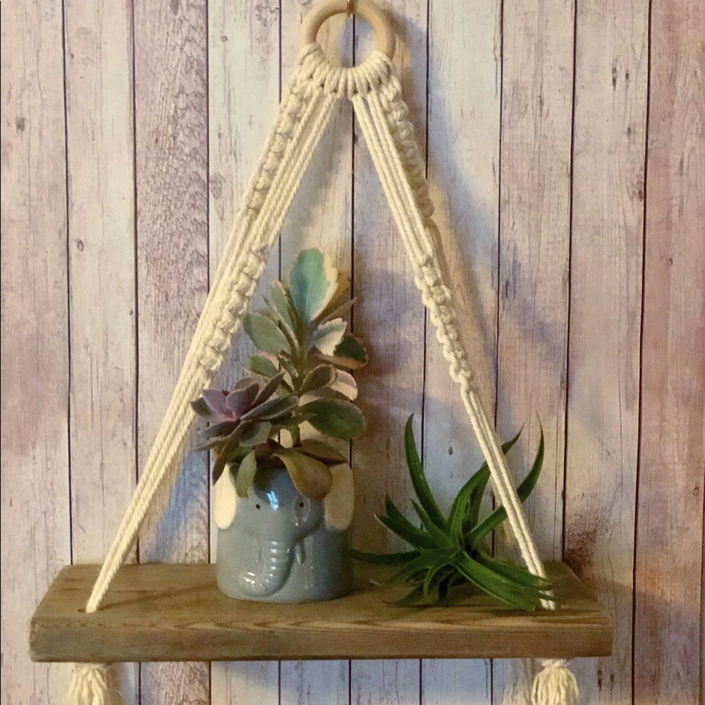 Small macrame shelf.